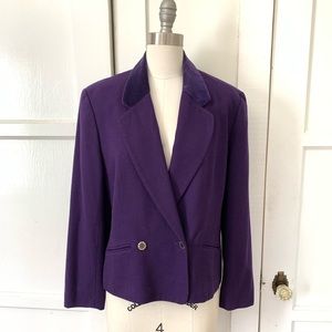 Vintage Pendleton Purple Wool Boxy Blazer W/Velvet Collar Size 10